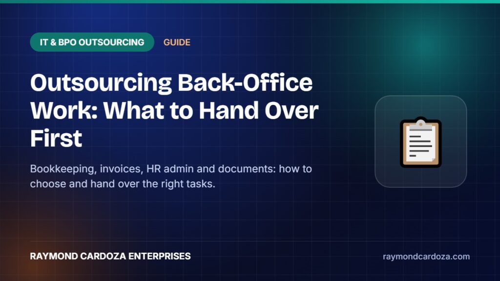 Back-office outsourcing tasks such as bookkeeping, invoice processing and HR administration