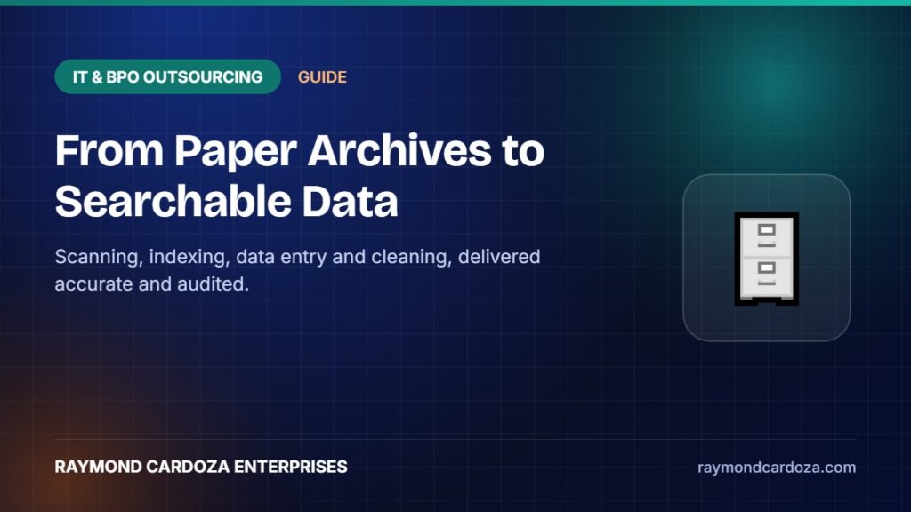 Document digitisation and data entry turning paper archives into searchable records