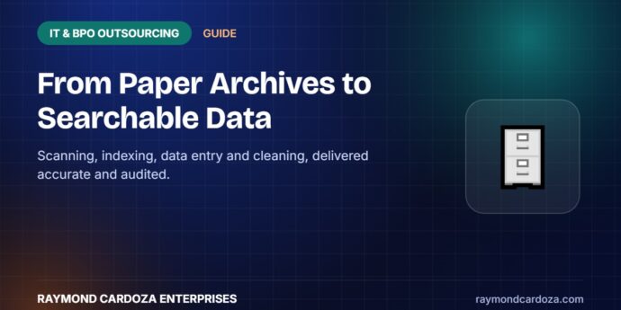 Document digitisation and data entry turning paper archives into searchable records