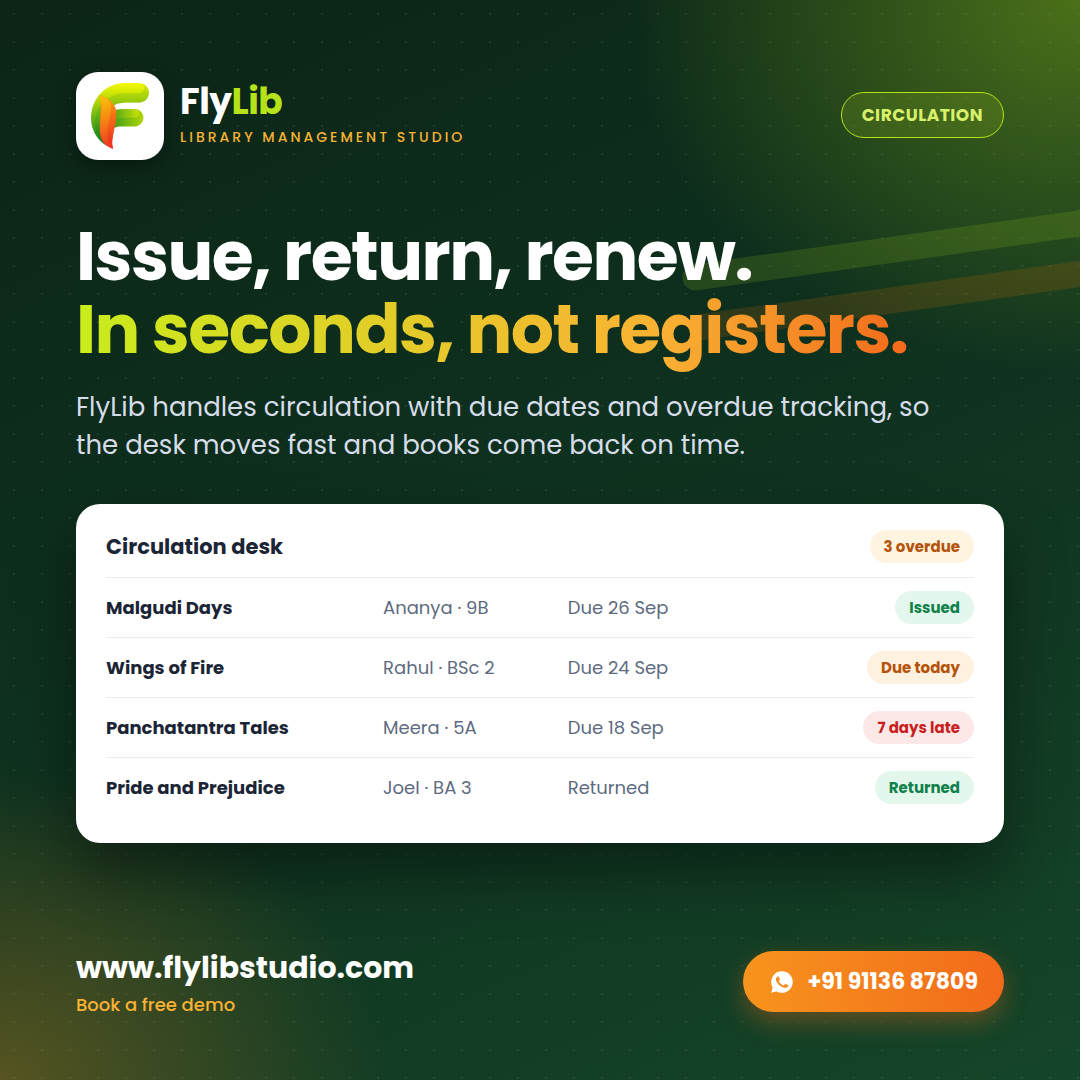 Issue, Return, Renew in Seconds: The FlyLib Library Circulation System