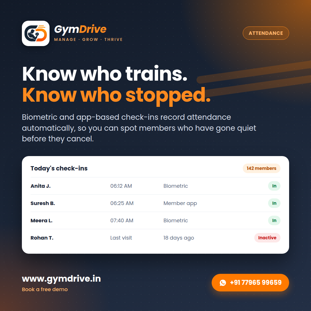 Know Who Trains, Know Who Stopped: Biometric Gym Attendance with GymDrive