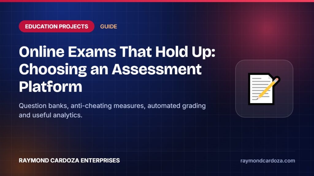 Online exam and assessment platform with question bank and analytics
