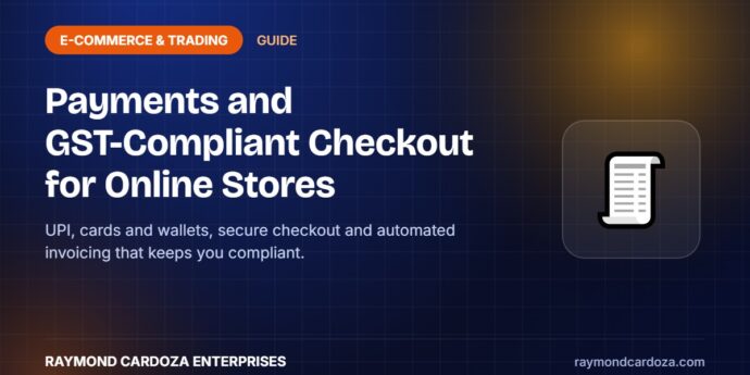 Online store checkout with UPI and card payments and GST-compliant invoicing