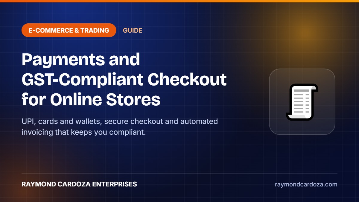 Online store checkout with UPI and card payments and GST-compliant invoicing
