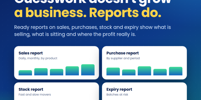 PharmaDesk sales, purchase, stock and expiry reports