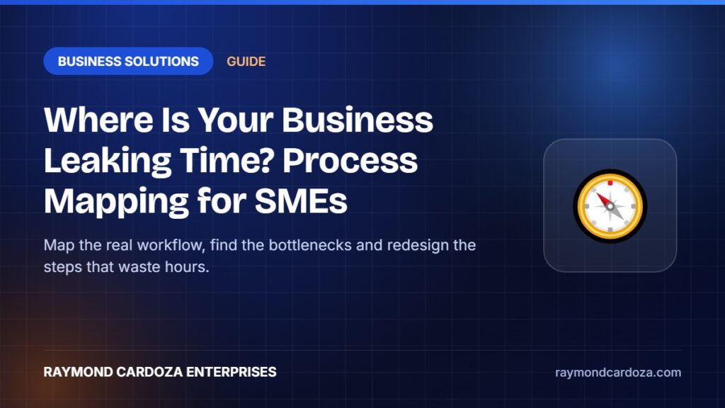 Process mapping workflow diagram showing bottlenecks in a small business