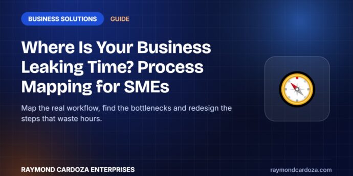 Process mapping workflow diagram showing bottlenecks in a small business