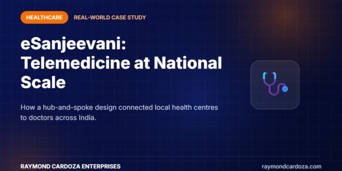 eSanjeevani telemedicine case study - hub-and-spoke model connecting health centres to remote doctors